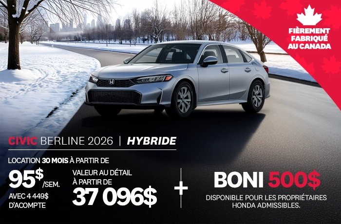 Bannière de Promotion Civic Berline Sport Hybride 2026