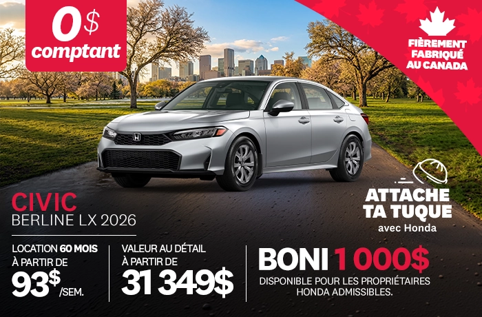 Bannière de Promotion Civic LX 2026