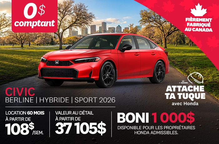 Bannière de Promotion Civic Berline Sport Hybride 2026