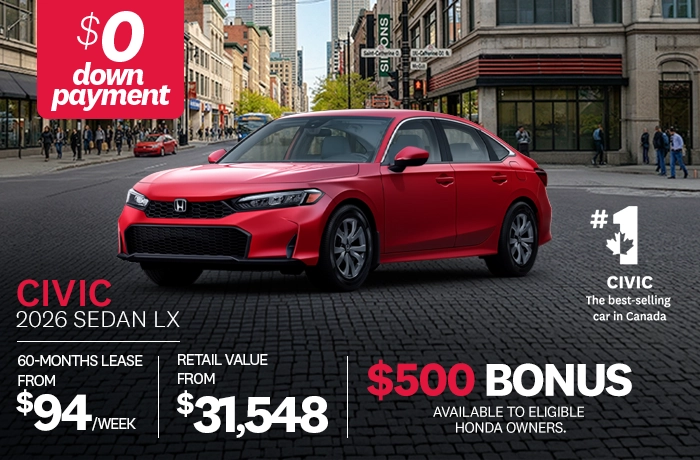 Bannière de Promotion Civic LX 2026