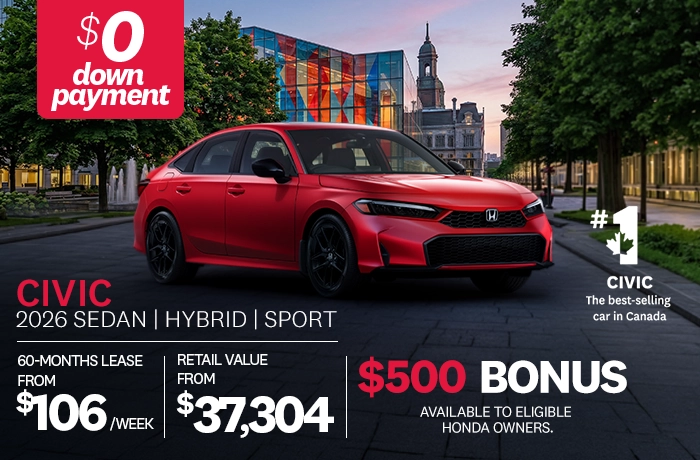 Bannière de Promotion Civic Berline Sport Hybride 2026