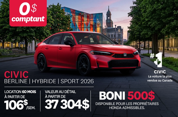 Bannière de Promotion Civic Berline Sport Hybride 2026