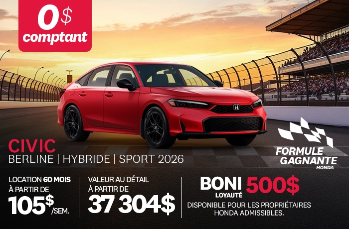 Bannière de Promotion Civic Berline Sport Hybride 2026