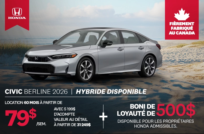 Bannière de Promotion Civic LX 2026