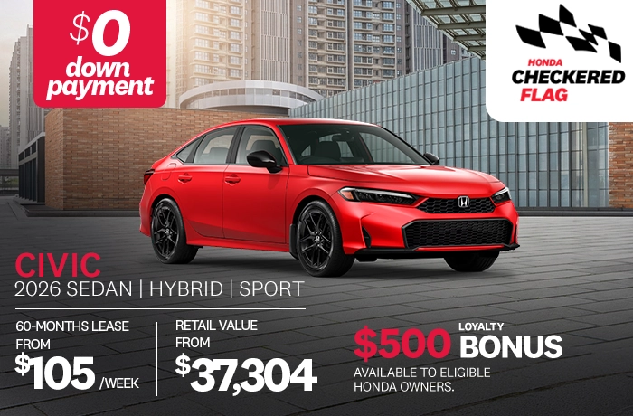 Bannière de Promotion Civic Berline Sport Hybride 2026