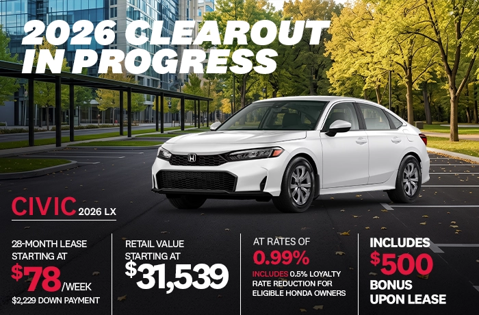 Bannière de Promotion Civic LX 2026
