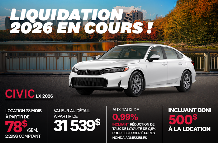 Bannière de Promotion Civic LX 2026