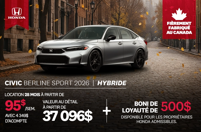 Bannière de Promotion Civic Berline Sport Hybride 2026