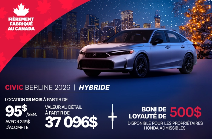 Bannière de Promotion Civic Berline Sport Hybride 2026
