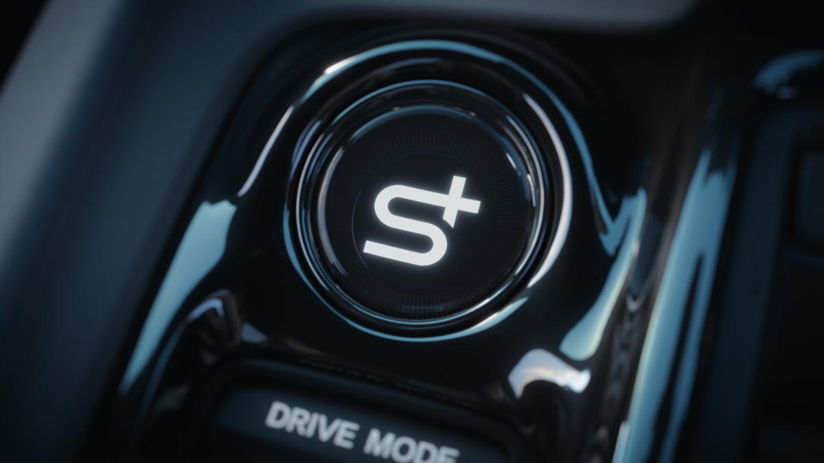 Gros plan sur le bouton S+ du mode sport de la Honda Prelude 2026.