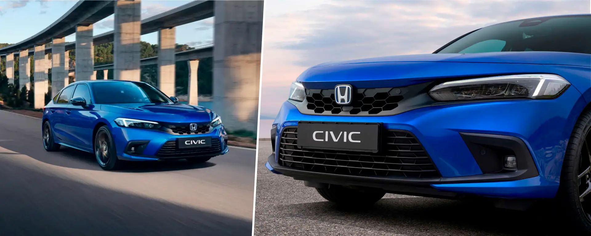 Honda Civic Hybrid Canada blue on road city