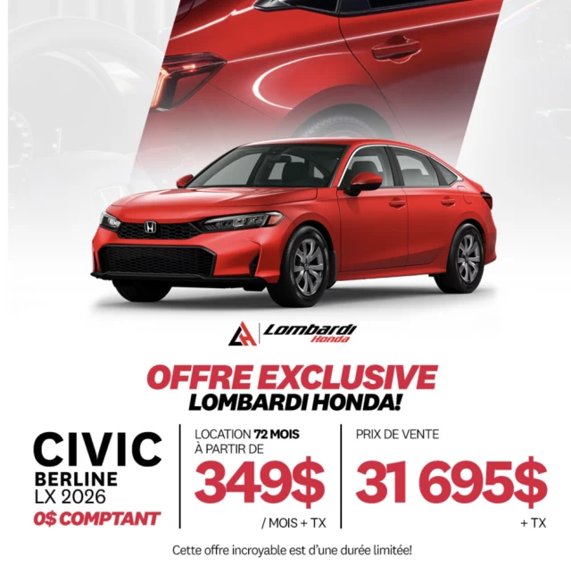 Honda Civic BERLINE LX *Neuve 2026