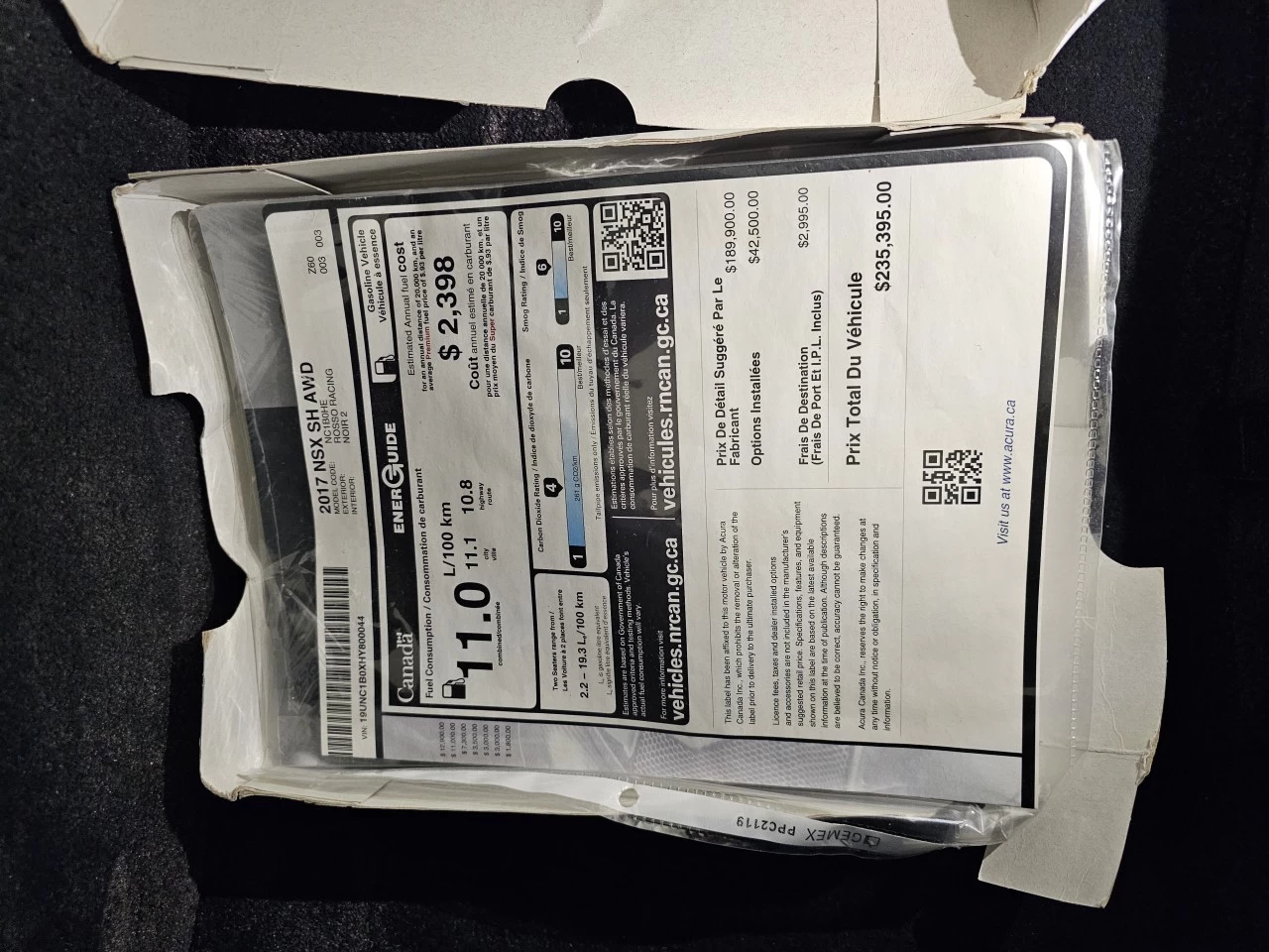 2017 Acura NSX FULL MAT PPF - FULL CARBONE - ORIGINAL - https://www.lombardihonda.com/resize/b990ff35b810a3abc0cc817b2ca24889-1