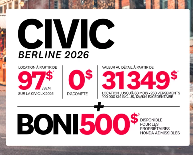 Honda Civic BERLINE LX *Neuve 2026