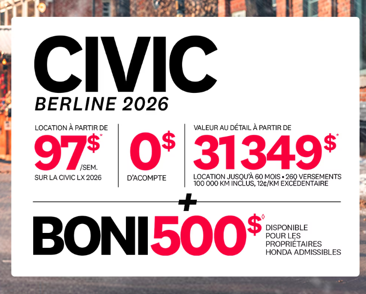 Honda 2026 Civic BERLINE LX *Neuve